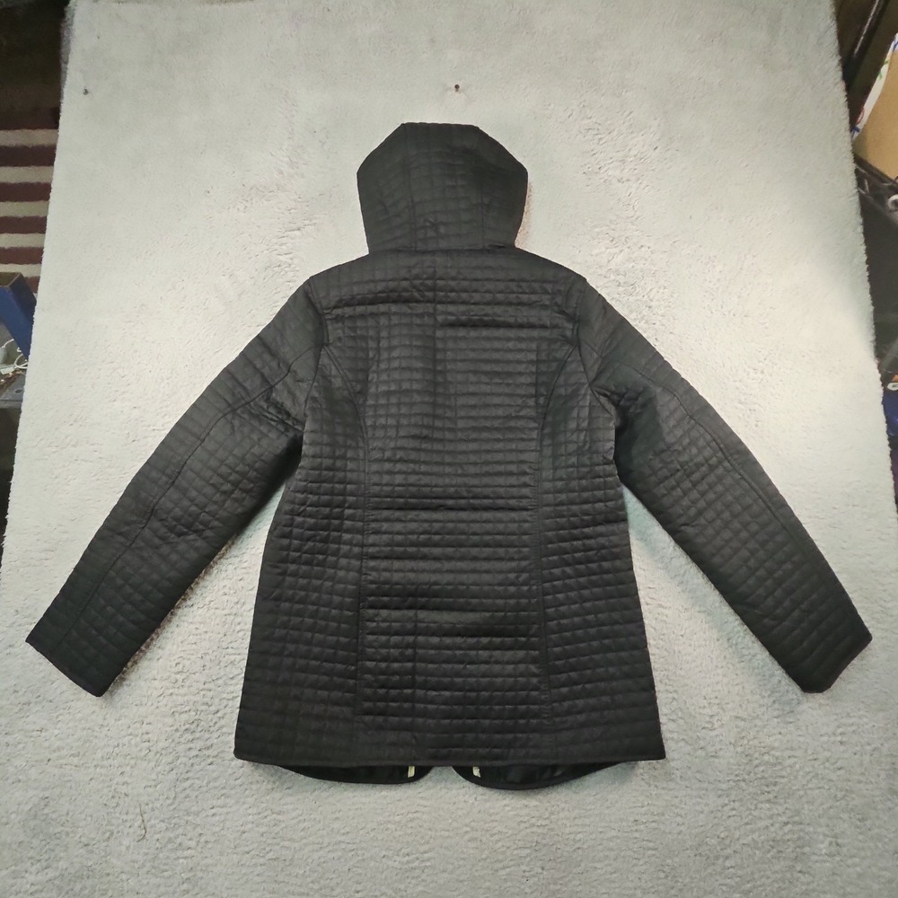 Lands End Jacket Womens S Black Quilted Hooded Full Zip Pockets Mock Neck - Picture 13 of 16